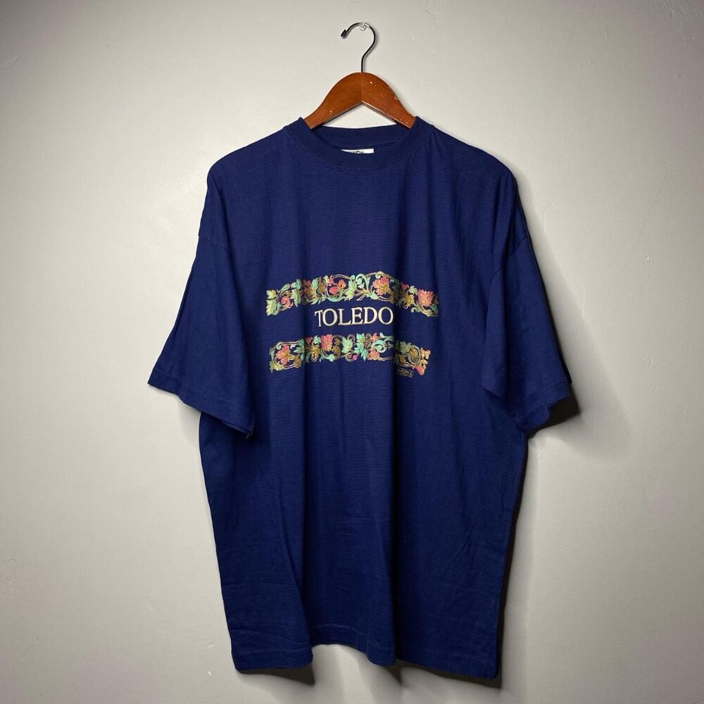90s vintage navy Toledo T-shirt, size XXL 100% cotton
